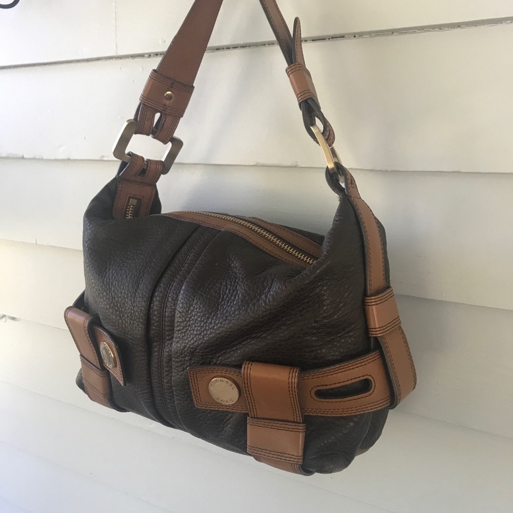 Vintage Michael Kors Harness brown tan pebbled leather purse - Picture 5 of 13